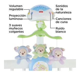 Móvil musical para cuna con peluches