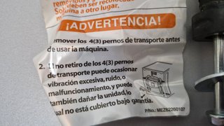 Pernos de transporte lavadora + llave