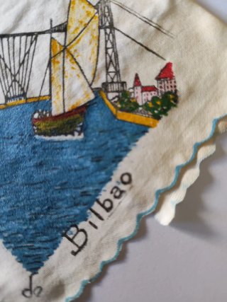 Pañuelo Recuerdo de Bilbao Puente Vizcaya