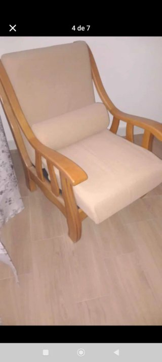 Sofá 3 plazas madera y sillones a juego