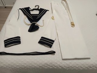 Traje marinero comunión niño blanco y dorado