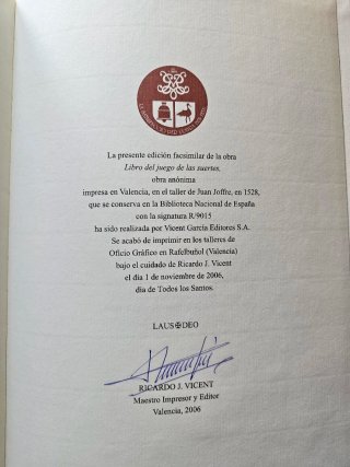 Facsímil Libro del juego de las suertes