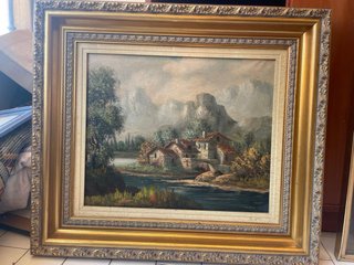 Cuadro al óleo vintage paisaje