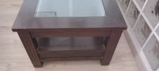 Mesita auxiliar comedor madera y cristal