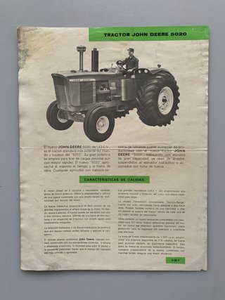 John Deere Catalogo Tractor 520 Vintage 60s