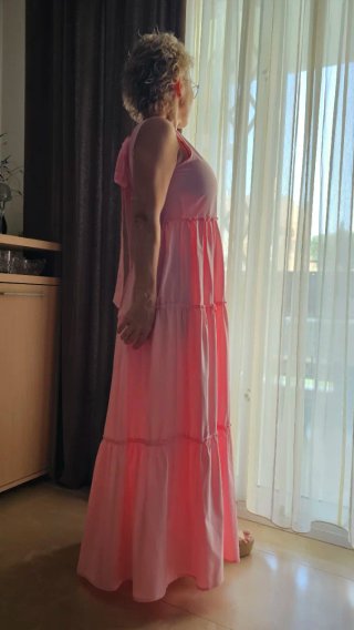 Vestido largo rosa mujer S/M – como nuevo