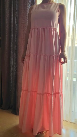 Vestido largo rosa mujer S/M – como nuevo
