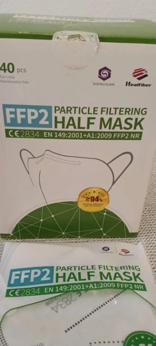 40 Mascarillas FFP2 Blancas Individuales