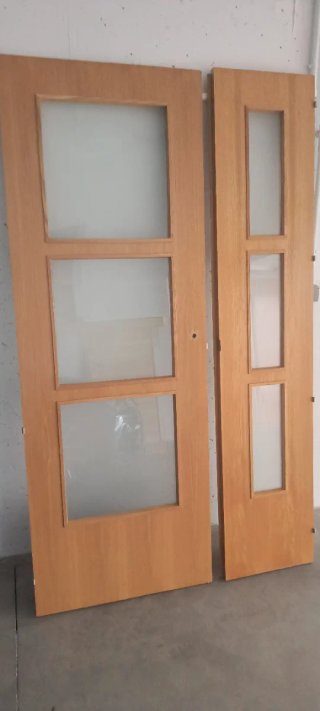 Puerta interior roble 2 hojas con cristal