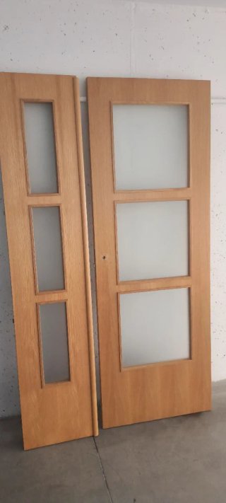 Puerta interior roble 2 hojas con cristal