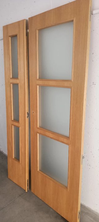Puerta interior roble 2 hojas con cristal