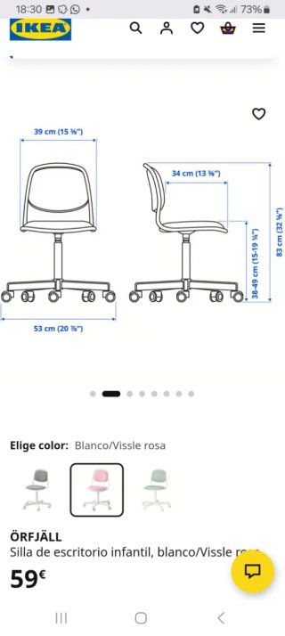 Silla infantil rosa Ikea