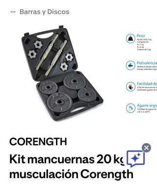 Pesas 20 kg Decathlon sin usar