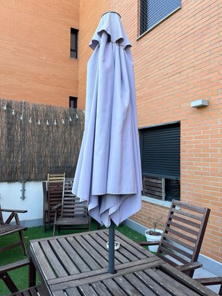 Sombrilla parasol hexagonal de acero con base