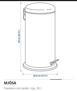Cubo basura rojo o Papelera grande 30l.