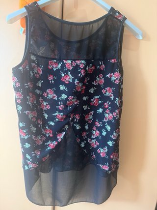 Camicetta floreale nera con taschino