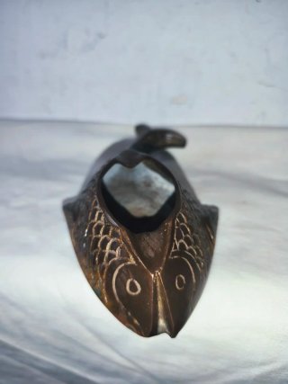Cenicero Vaciabolsillos Pez Bronce Antiguo Suerte
