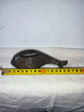 Cenicero Vaciabolsillos Pez Bronce Antiguo Suerte