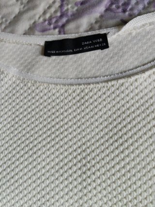 Blusa Zara Manga Campana Blanca