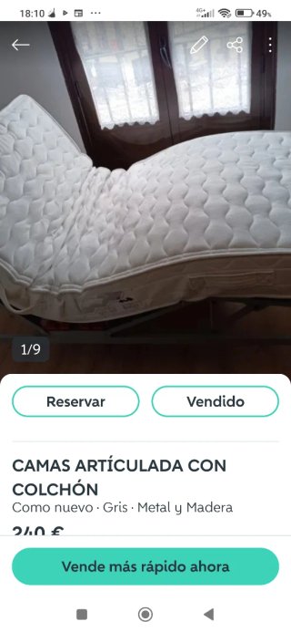 Cama articulada eléctrica con colchón