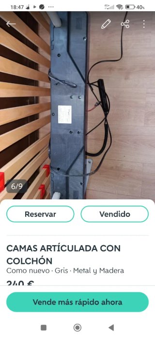 Cama articulada eléctrica con colchón