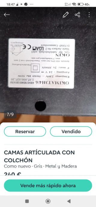 Cama articulada eléctrica con colchón