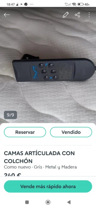 Cama articulada eléctrica con colchón