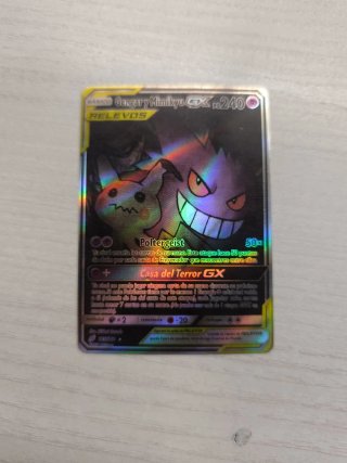 Carta Pokemon Gengar y Mimikyu GX 165/181