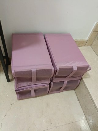 Zapateros plegables de tela rosa (4 unidades)