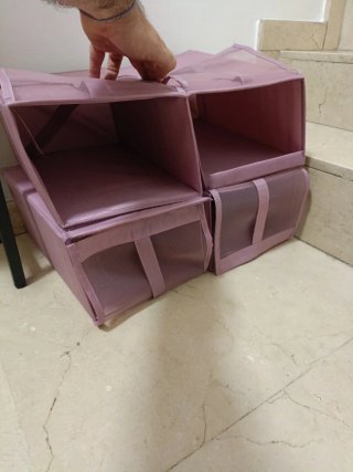 Zapateros plegables de tela rosa (4 unidades)