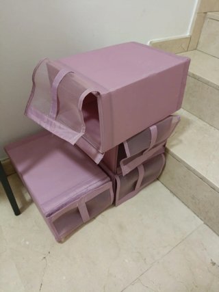 Zapateros plegables de tela rosa (4 unidades)