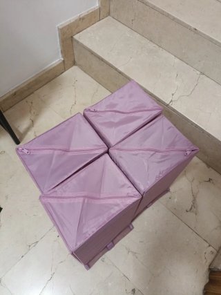 Zapateros plegables de tela rosa (4 unidades)