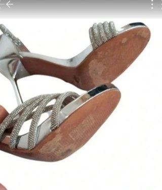 Sandali argento con tacco e strass
