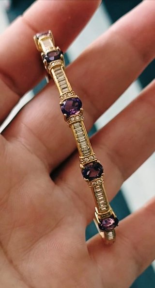 Pulsera Amatista Natural Plata 925 Laminada 18k