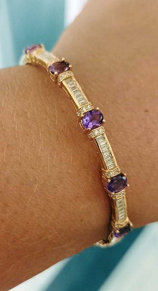 Pulsera Amatista Natural Plata 925 Laminada 18k
