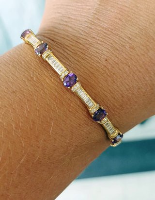 Pulsera Amatista Natural Plata 925 Laminada 18k