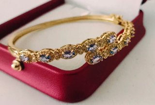Pulsera Tanzanita Natural Plata 925 Laminada 18k