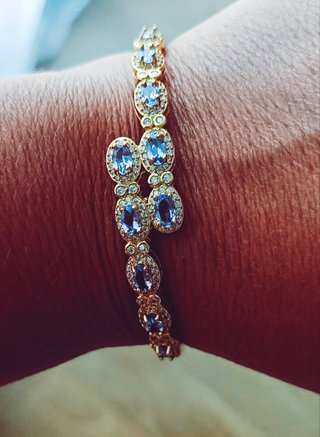 Pulsera Tanzanita Natural Plata 925 Laminada 18k