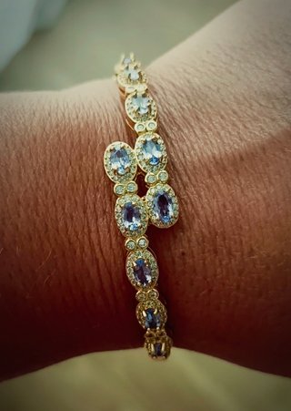 Pulsera Tanzanita Natural Plata 925 Laminada 18k