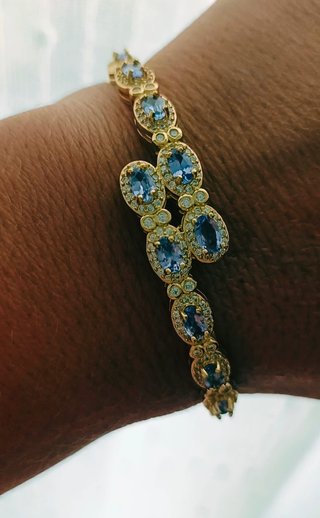 Pulsera Tanzanita Natural Plata 925 Laminada 18k