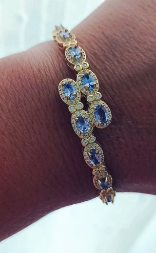 Pulsera Tanzanita Natural Plata 925 Laminada 18k
