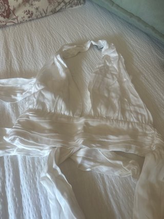 Top satén Zara blanco