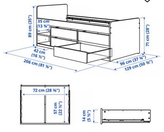 Cama Ikea con cajones y baldas