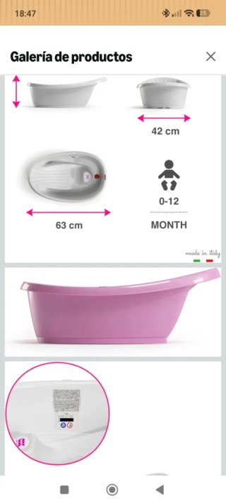 Bañera bebé rosa