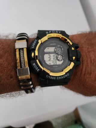 Orologio Sport + Bracciale Nero/Oro