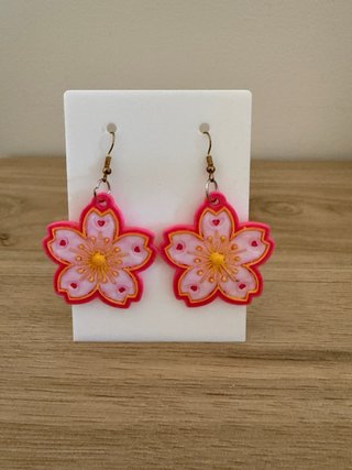Pendientes Flor Rosa y Dorada