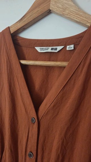 Vestido midi Uniqlo Talla L Naranja