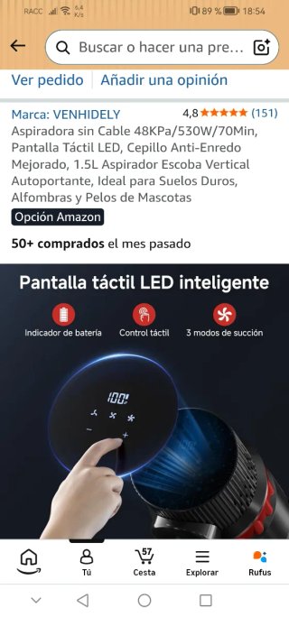 Aspiradora sin cable  48kpa