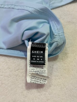 Shein Camiseta Crop Top cuello V Azul Claro M 38