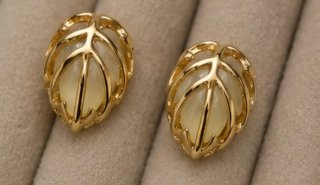 Conjunto Collar y Pendientes Hoja Oro